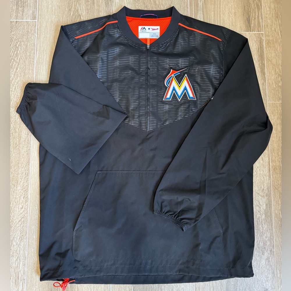 Majestic MLB Authentic Size Medium Miami Marlins Windbreaker Jacket
